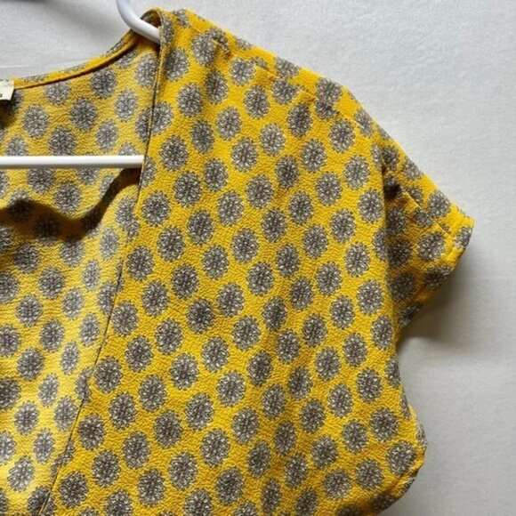 june & hudson Summer Top Women's Small Yellow Floral Open Front Tie Wrap Blouse - Picture 7 of 11